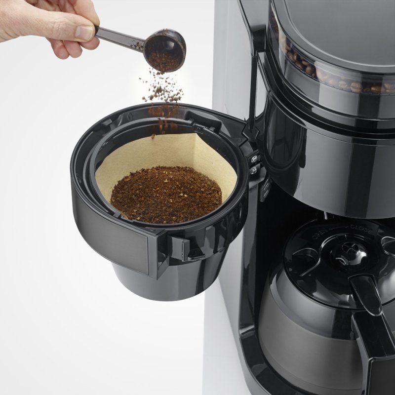 SEVERIN coffee maker with grinder KA 4831, black, thermal jug, 8 cups, timer